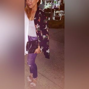 Zara Blue Floral Jacket in Size Large